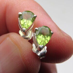 *925 Sterling Silver Genuine Peridot Earring Studs